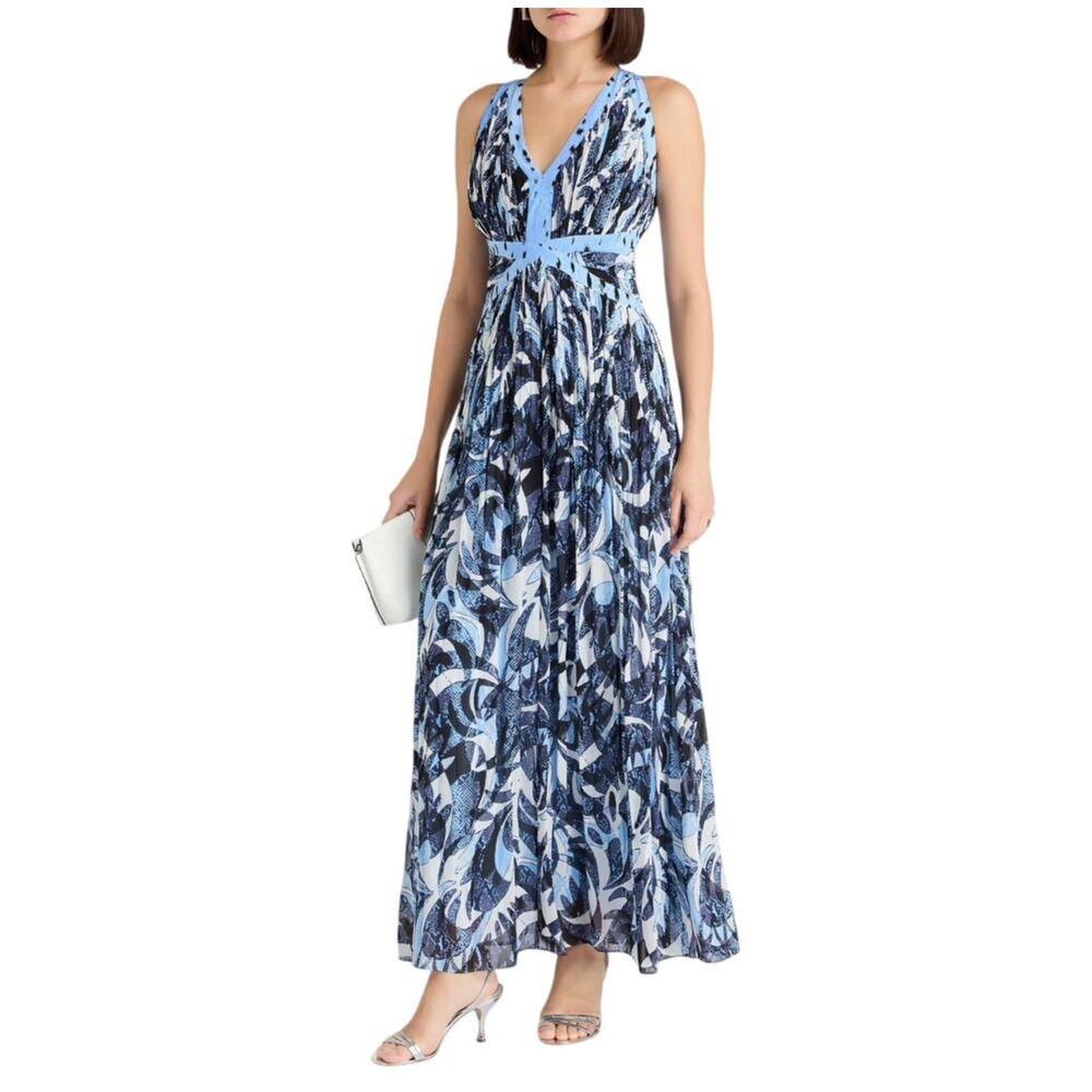 Diane von Furstenberg Levada Printed Plissé Georgette Snakeskin Print Maxi Dress